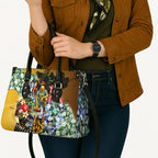 Personalized Hawthorn Football Hawks Leather Bag Tropical Hibiscus Flowers - Pacific Fusion Style