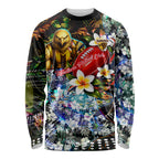 Personalized Hawthorn Football Hawks Long Sleeve Shirt Tropical Hibiscus Flowers - Pacific Fusion Style