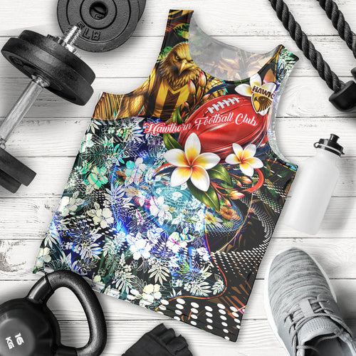 Personalized Hawthorn Football Hawks Men Tank Top Tropical Hibiscus Flowers - Pacific Fusion Style