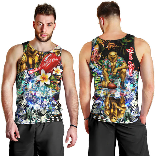 Personalized Hawthorn Football Hawks Men Tank Top Tropical Hibiscus Flowers - Pacific Fusion Style