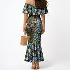 Personalized Hawthorn Football Hawks Mermaid Dress Tropical Hibiscus Flowers - Pacific Fusion Style