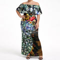 Personalized Hawthorn Football Hawks Off Shoulder Maxi Dress Tropical Hibiscus Flowers - Pacific Fusion Style