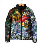 Personalized Hawthorn Football Hawks Padded Jacket Tropical Hibiscus Flowers - Pacific Fusion Style