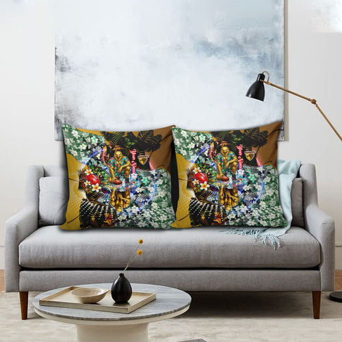 Personalized Hawthorn Football Hawks Pillow Cover Tropical Hibiscus Flowers - Pacific Fusion Style