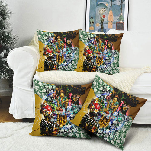 Personalized Hawthorn Football Hawks Pillow Cover Tropical Hibiscus Flowers - Pacific Fusion Style