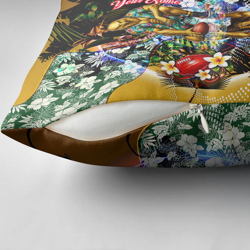 Personalized Hawthorn Football Hawks Pillow Cover Tropical Hibiscus Flowers - Pacific Fusion Style