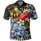 Personalized Hawthorn Football Hawks Polo Shirt Tropical Hibiscus Flowers - Pacific Fusion Style