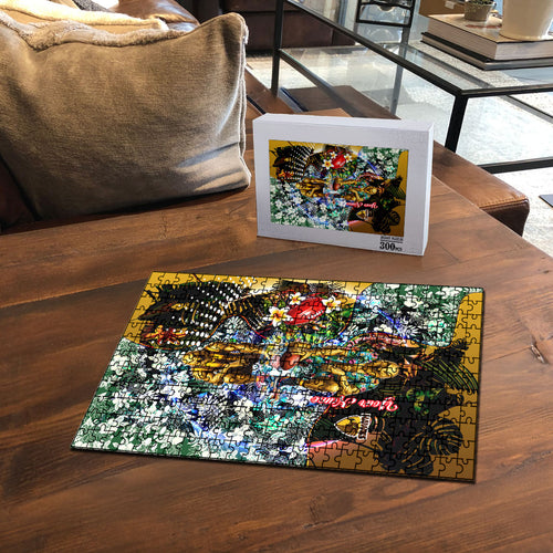 Personalized Hawthorn Football Hawks Puzzle Tropical Hibiscus Flowers - Pacific Fusion Style