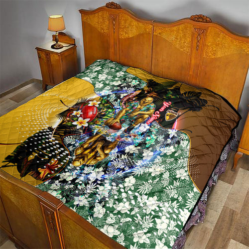 Personalized Hawthorn Football Hawks Quilt Tropical Hibiscus Flowers - Pacific Fusion Style