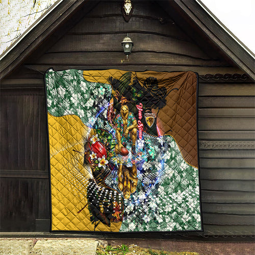 Personalized Hawthorn Football Hawks Quilt Tropical Hibiscus Flowers - Pacific Fusion Style