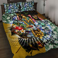 Personalized Hawthorn Football Hawks Quilt Bed Set Tropical Hibiscus Flowers - Pacific Fusion Style