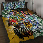 Personalized Hawthorn Football Hawks Quilt Bed Set Tropical Hibiscus Flowers - Pacific Fusion Style