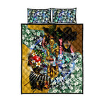 Personalized Hawthorn Football Hawks Quilt Bed Set Tropical Hibiscus Flowers - Pacific Fusion Style