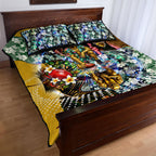 Personalized Hawthorn Football Hawks Quilt Bed Set Tropical Hibiscus Flowers - Pacific Fusion Style