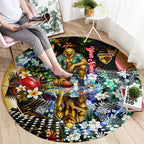 Personalized Hawthorn Football Hawks Round Carpet Tropical Hibiscus Flowers - Pacific Fusion Style