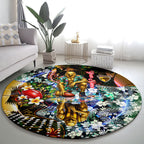 Personalized Hawthorn Football Hawks Round Carpet Tropical Hibiscus Flowers - Pacific Fusion Style
