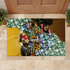 Personalized Hawthorn Football Hawks Rubber Doormat Tropical Hibiscus Flowers - Pacific Fusion Style