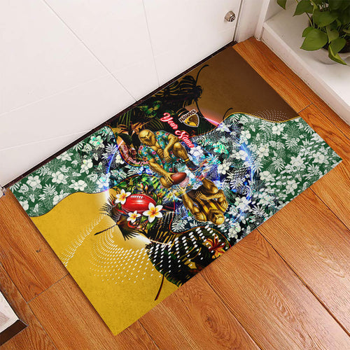 Personalized Hawthorn Football Hawks Rubber Doormat Tropical Hibiscus Flowers - Pacific Fusion Style