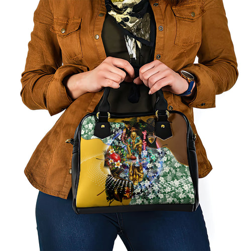 Personalized Hawthorn Football Hawks Shoulder Handbag Tropical Hibiscus Flowers - Pacific Fusion Style