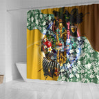 Personalized Hawthorn Football Hawks Shower Curtain Tropical Hibiscus Flowers - Pacific Fusion Style