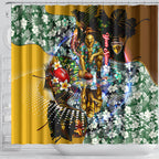 Personalized Hawthorn Football Hawks Shower Curtain Tropical Hibiscus Flowers - Pacific Fusion Style