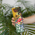 Personalized Hawthorn Football Hawks Skinny Tumbler Tropical Hibiscus Flowers - Pacific Fusion Style