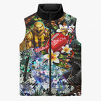 Personalized Hawthorn Football Hawks Sleeveless Puffer Jacket Tropical Hibiscus Flowers - Pacific Fusion Style