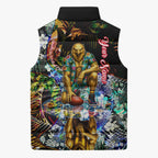 Personalized Hawthorn Football Hawks Sleeveless Puffer Jacket Tropical Hibiscus Flowers - Pacific Fusion Style