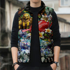 Personalized Hawthorn Football Hawks Sleeveless Puffer Jacket Tropical Hibiscus Flowers - Pacific Fusion Style