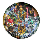 Personalized Hawthorn Football Hawks Spare Tire Cover Tropical Hibiscus Flowers - Pacific Fusion Style