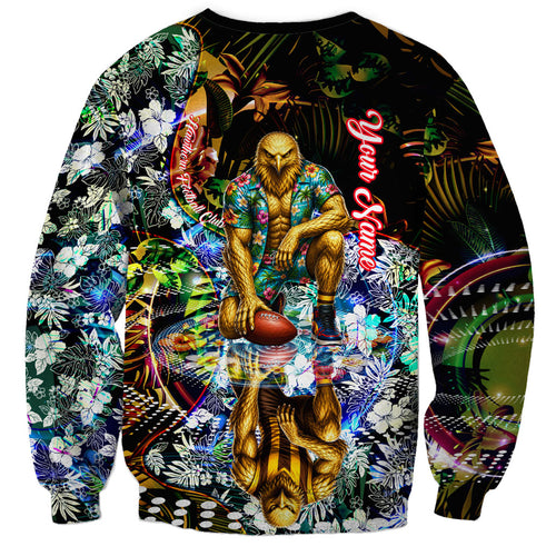 Personalized Hawthorn Football Hawks Sweatshirt Tropical Hibiscus Flowers - Pacific Fusion Style