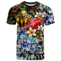Personalized Hawthorn Football Hawks T Shirt Tropical Hibiscus Flowers - Pacific Fusion Style