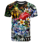 Personalized Hawthorn Football Hawks T Shirt Tropical Hibiscus Flowers - Pacific Fusion Style
