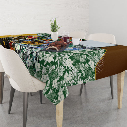 Personalized Hawthorn Football Hawks Tablecloth Tropical Hibiscus Flowers - Pacific Fusion Style