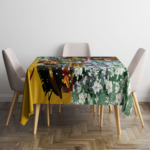 Personalized Hawthorn Football Hawks Tablecloth Tropical Hibiscus Flowers - Pacific Fusion Style