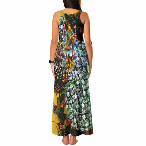 Personalized Hawthorn Football Hawks Tank Maxi Dress Tropical Hibiscus Flowers - Pacific Fusion Style