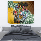 Personalized Hawthorn Football Hawks Tapestry Tropical Hibiscus Flowers - Pacific Fusion Style