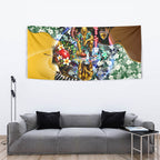 Personalized Hawthorn Football Hawks Tapestry Tropical Hibiscus Flowers - Pacific Fusion Style