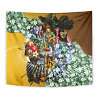 Personalized Hawthorn Football Hawks Tapestry Tropical Hibiscus Flowers - Pacific Fusion Style