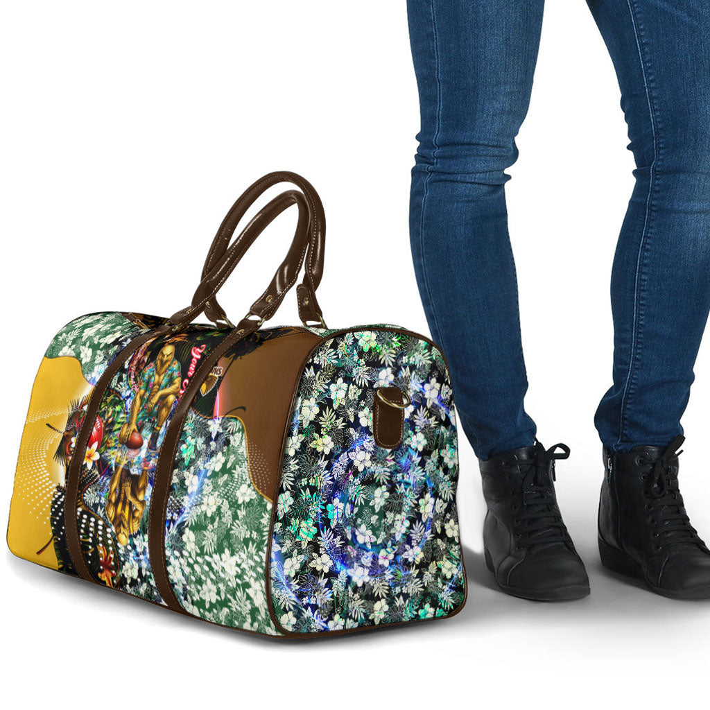 Personalized Hawthorn Football Hawks Travel Bag Tropical Hibiscus Flowers - Pacific Fusion Style