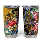 Personalized Hawthorn Football Hawks Tumbler Cup Tropical Hibiscus Flowers - Pacific Fusion Style