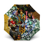 Personalized Hawthorn Football Hawks Umbrella Tropical Hibiscus Flowers - Pacific Fusion Style