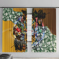 Personalized Hawthorn Football Hawks Window Curtain Tropical Hibiscus Flowers - Pacific Fusion Style