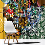 Personalized Hawthorn Football Hawks Window Curtain Tropical Hibiscus Flowers - Pacific Fusion Style
