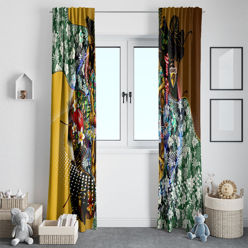 Personalized Hawthorn Football Hawks Window Curtain Tropical Hibiscus Flowers - Pacific Fusion Style