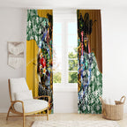 Personalized Hawthorn Football Hawks Window Curtain Tropical Hibiscus Flowers - Pacific Fusion Style