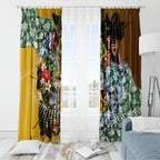 Personalized Hawthorn Football Hawks Window Curtain Tropical Hibiscus Flowers - Pacific Fusion Style