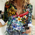 Personalized Hawthorn Football Hawks Women Casual Shirt Tropical Hibiscus Flowers - Pacific Fusion Style