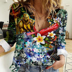 Personalized Hawthorn Football Hawks Women Casual Shirt Tropical Hibiscus Flowers - Pacific Fusion Style