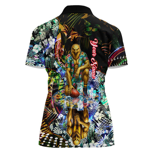Personalized Hawthorn Football Hawks Women Polo Shirt Tropical Hibiscus Flowers - Pacific Fusion Style